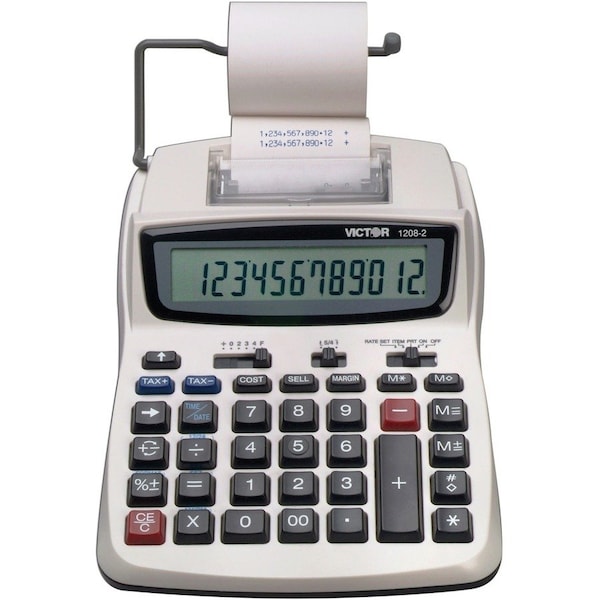 Victor Technology 12-Digit Calculator, 2-Color Printing, 6"x8-1/4"x1-3/4", WE VCT12082 - main